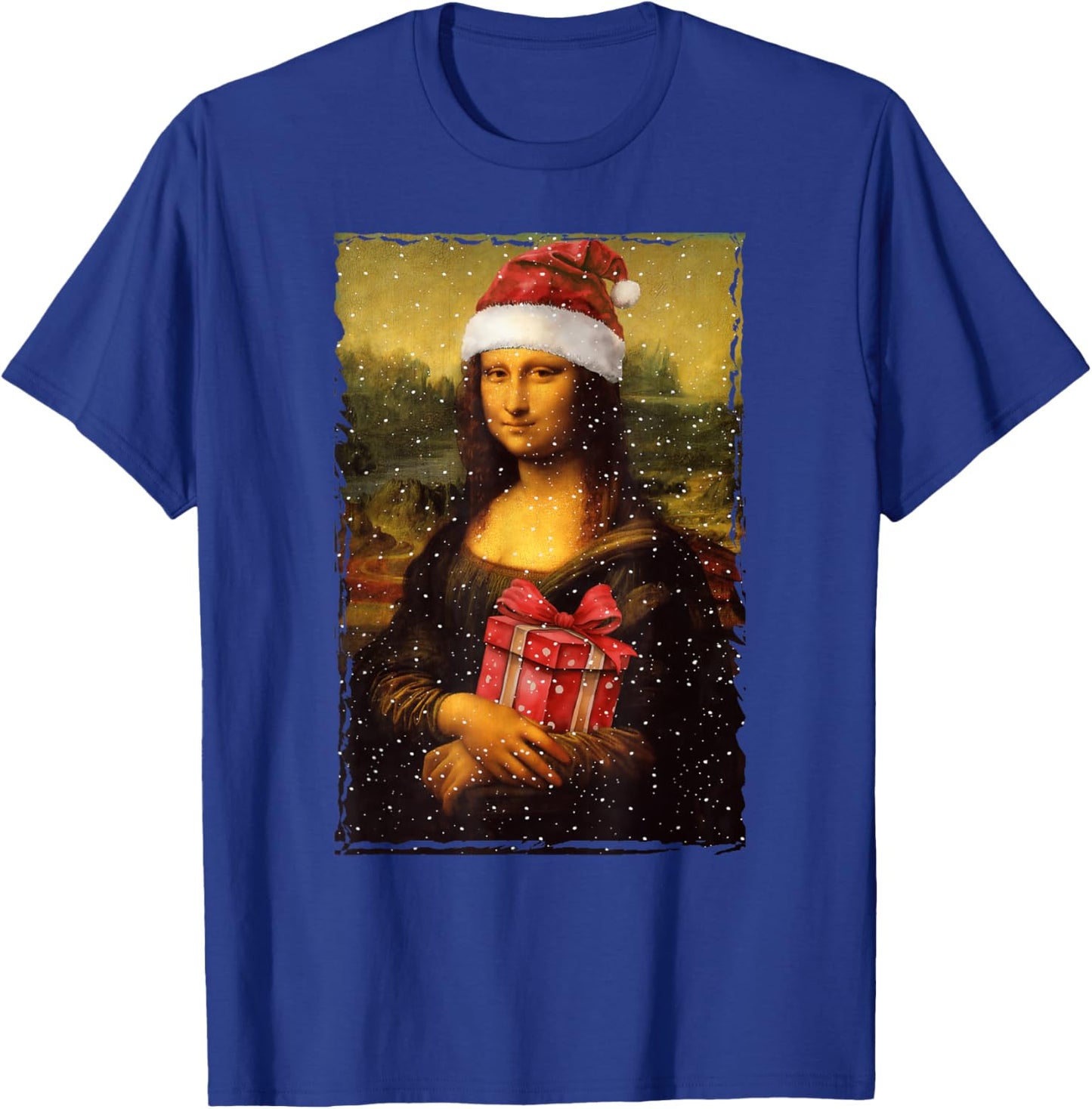 Mona Lisa Christmas Santa Hat Art Teacher T-Shirt - T-Shirt | Royal