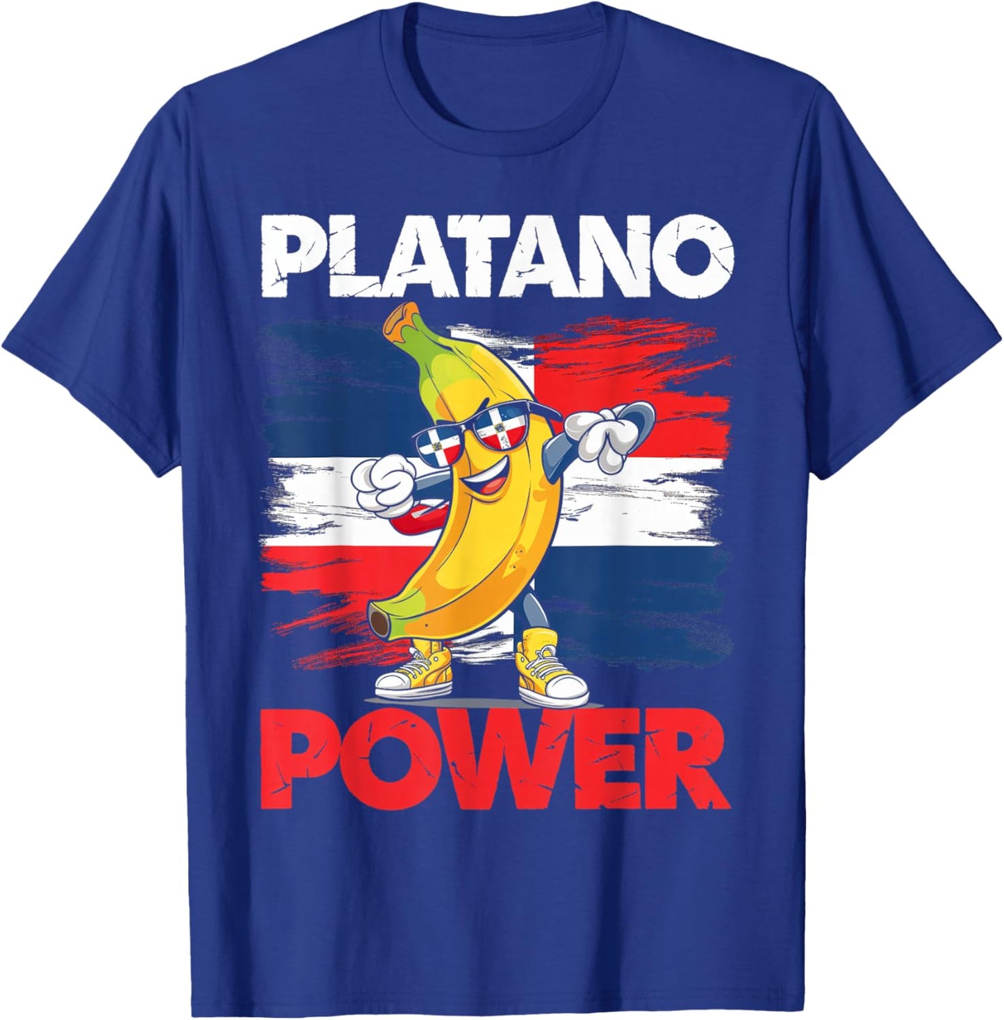 Platano Power Dominican Republic Banana Pride Flag T-Shirt - T-Shirt | Royal
