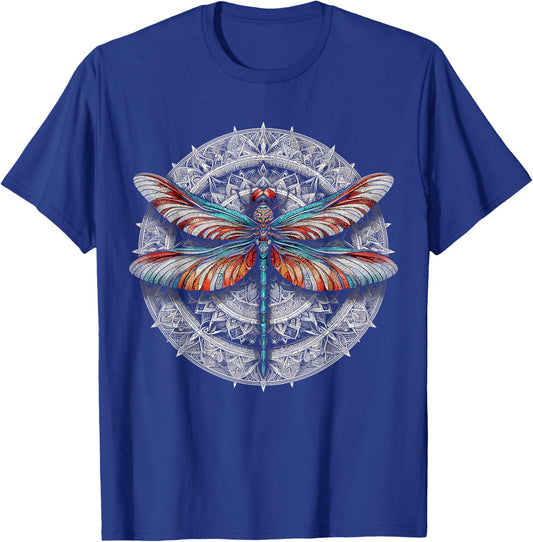 Colorful Mandala Dragonfly T-Shirt - T-Shirt | Royal