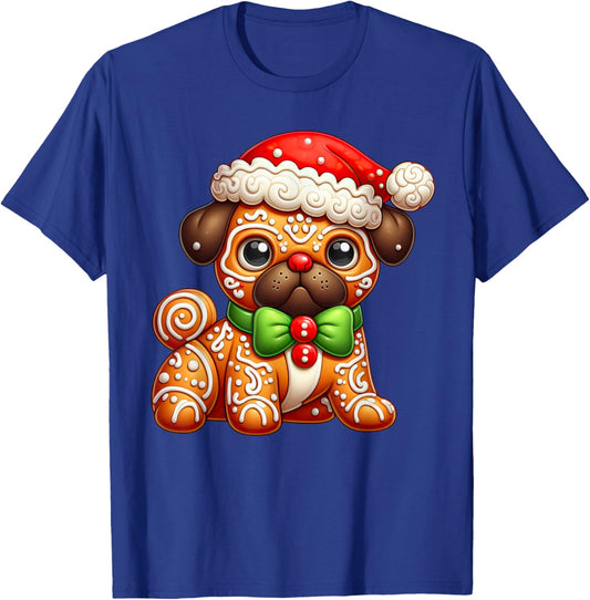 Funny Gingerbread Man Pug Christmas Kids T-Shirt - T-Shirt | Royal