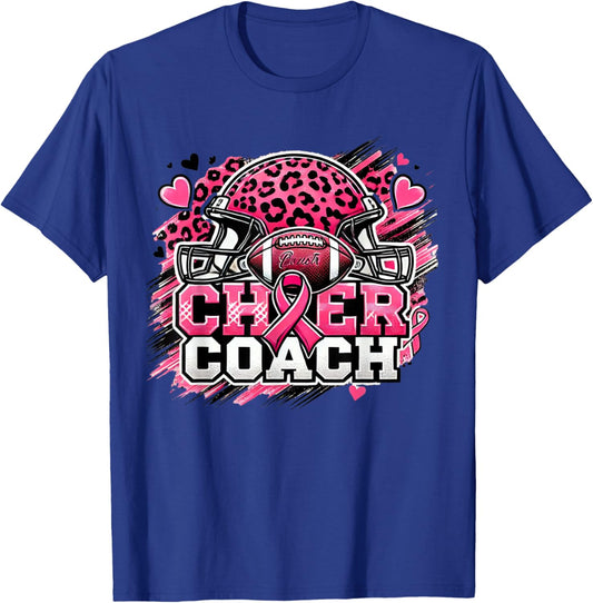 Cheer Coach Football Breast Cancer Awareness Day T-Shirt - T-Shirt | Royal