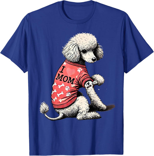 Funny I Love Mom Tattoo Poodle Mom T-Shirt - T-Shirt | Royal