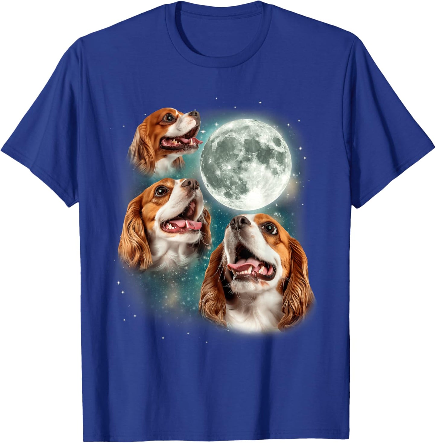 3 Cavalier King Charles Spaniel Moon | Canine Pet Dog Lover T-Shirt - T-Shirt | Royal