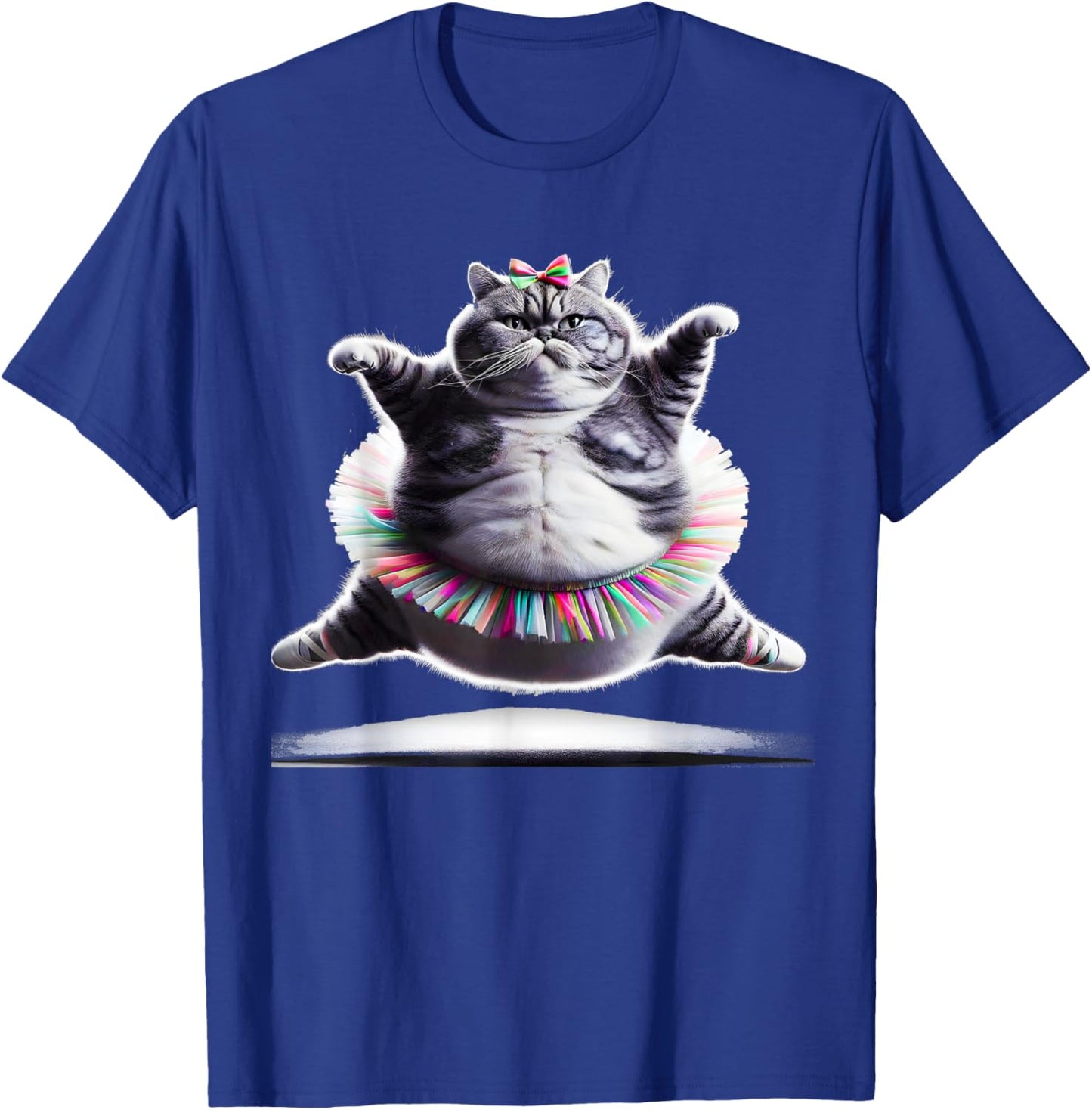 Funny Chubby Ballet Kitty Cat Wearing a Tutu Dancing. T-Shirt - T-Shirt | Royal