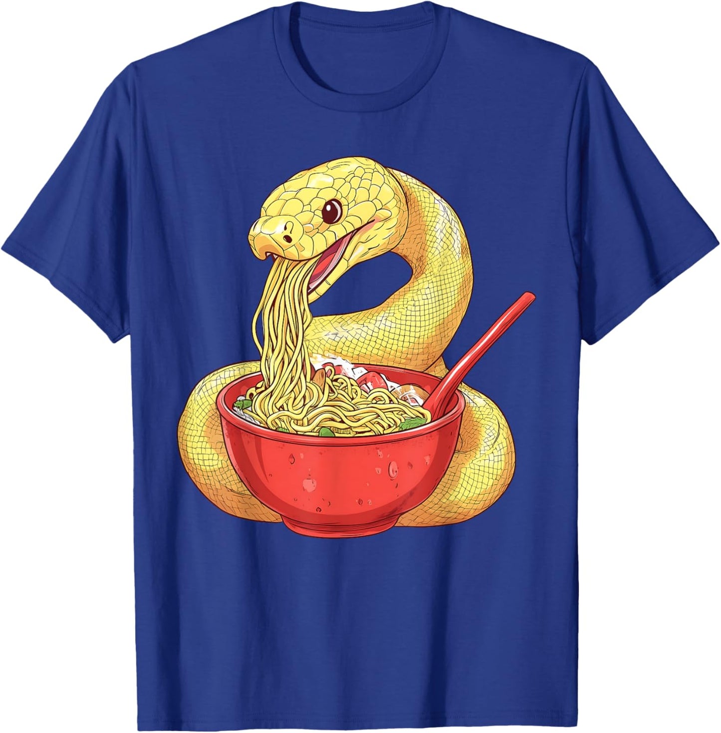 Ball Python Snake Eating Ramen Bowl Japanese Noodles T-Shirt - T-Shirt | Royal