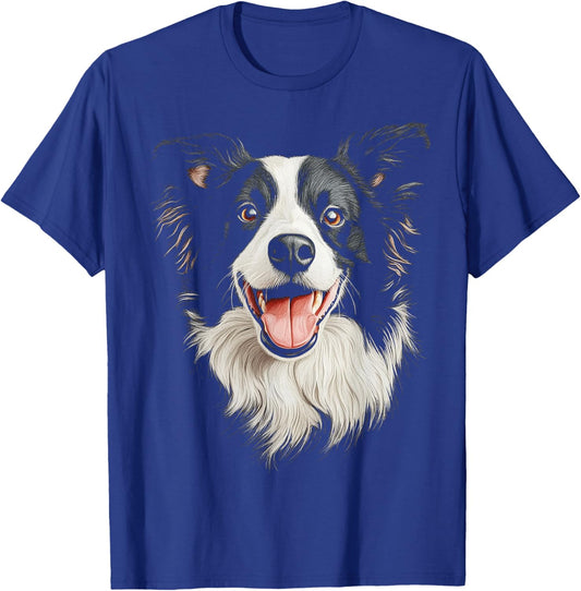 Border Collie Dog Motif Pet Artwork Border Collie Men Women Kids T-Shirt - T-Shirt | Royal