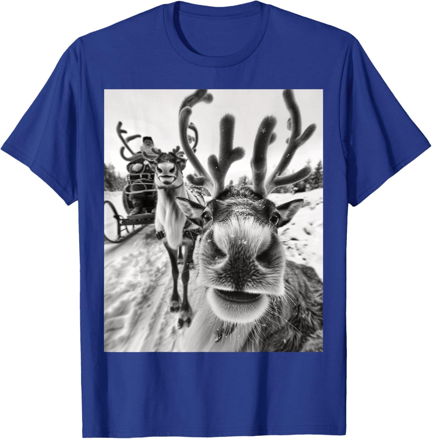 Funny Reindeer Selfie Christmas T-Shirt - T-Shirt | Royal