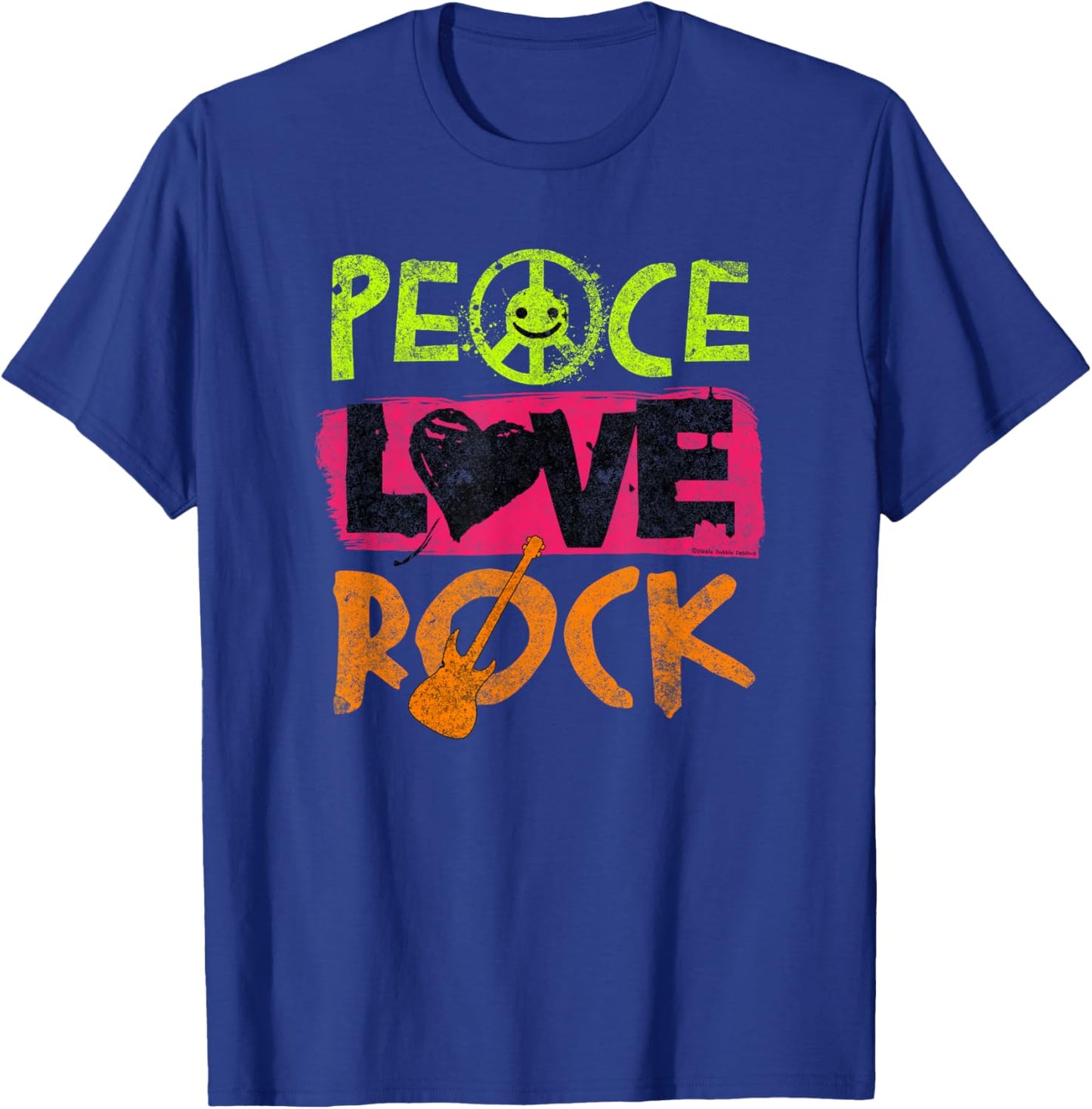 Peace Love Rock Guitar Concert Band Rock Music T-Shirt - T-Shirt | Royal