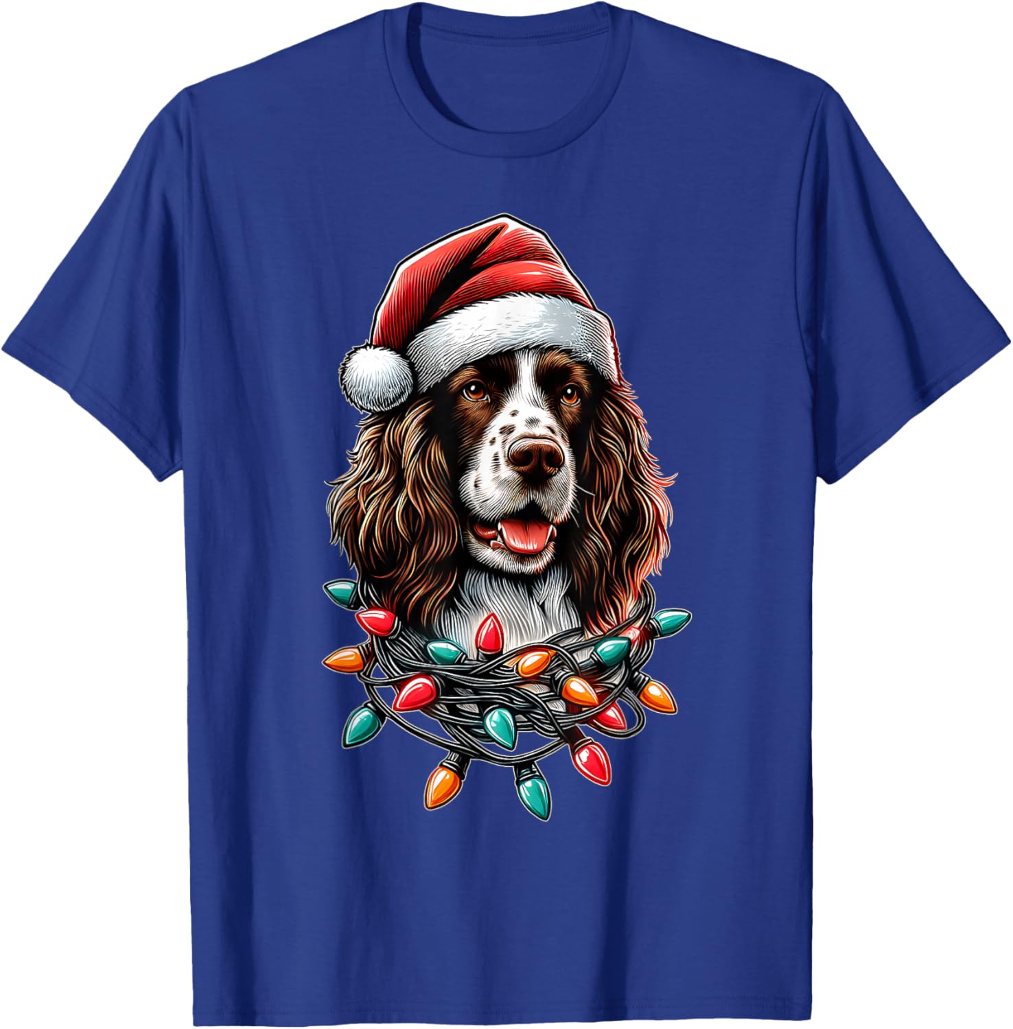 English Springer Spaniel Dog Christmas Hat Xmas Men Women Kids T-Shirt - T-Shirt | Royal