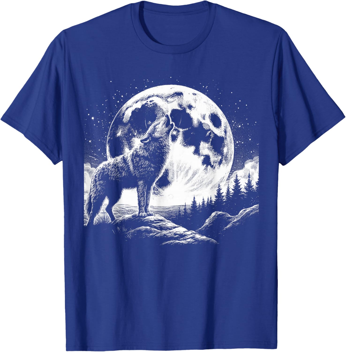 Wolf Howling Moon -Nature Wildlife Forest Animal T-Shirt - T-Shirt | Royal