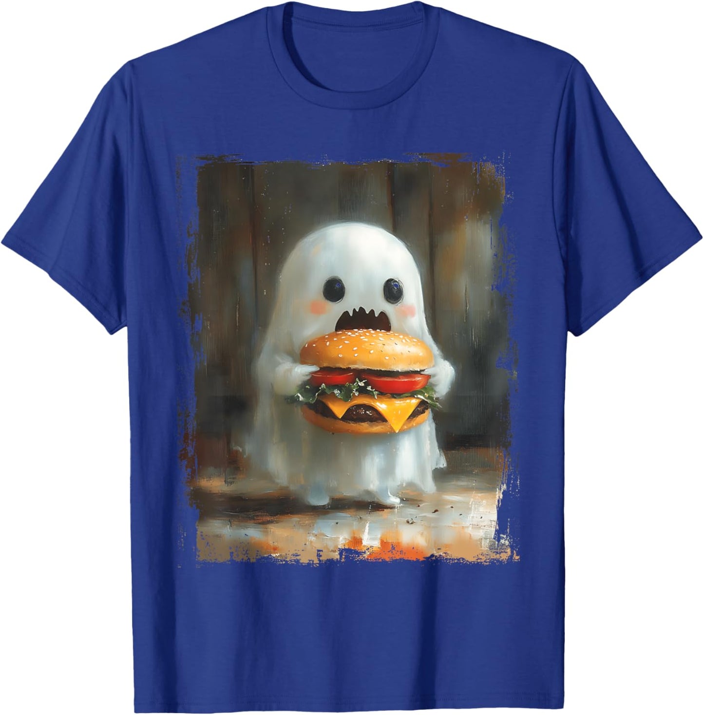 Cute Hamburger Ghost Eating Burger Halloween Food Lovers T-Shirt - T-Shirt | Royal