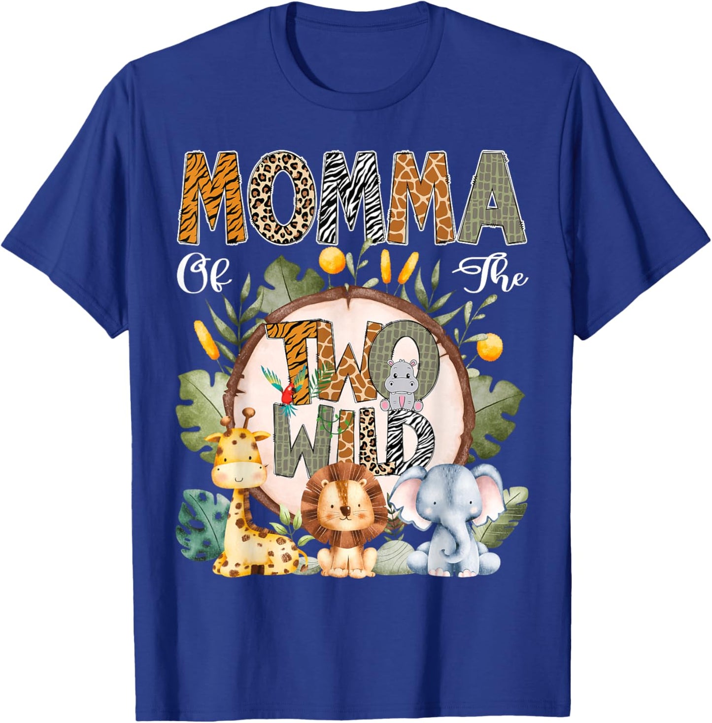 Momma Of The Two Wild Animal Safari 2Nd Birthday Party T-Shirt - T-Shirt | Royal