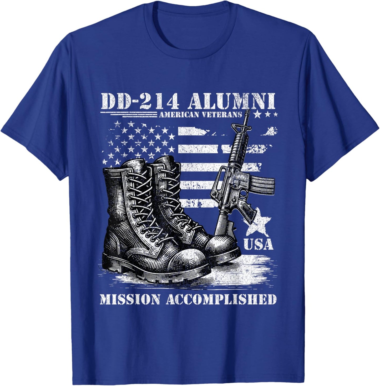 DD 214 Alumni USA Military Veteran American Flag DD-214 T-Shirt - T-Shirt | Royal