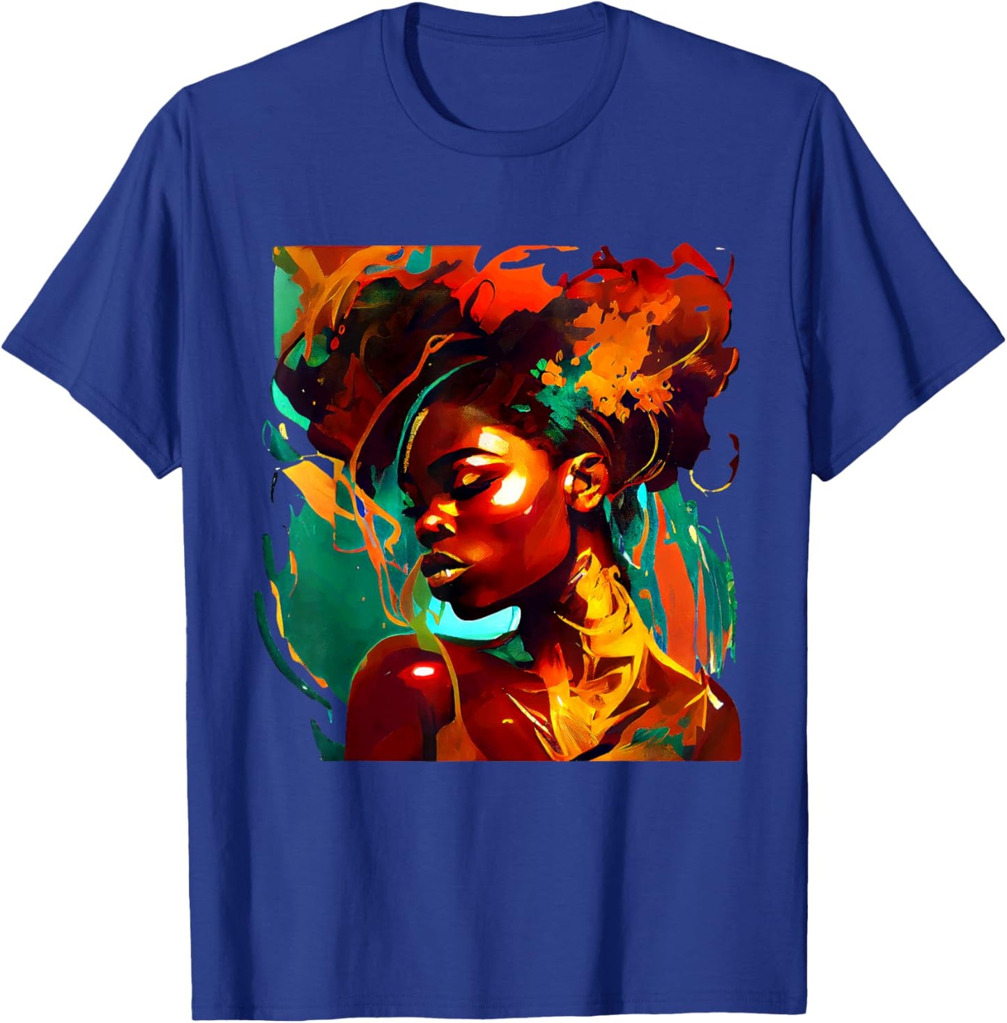 Beautuful Black Art African American Woman Painting T-Shirt - T-Shirt | Royal