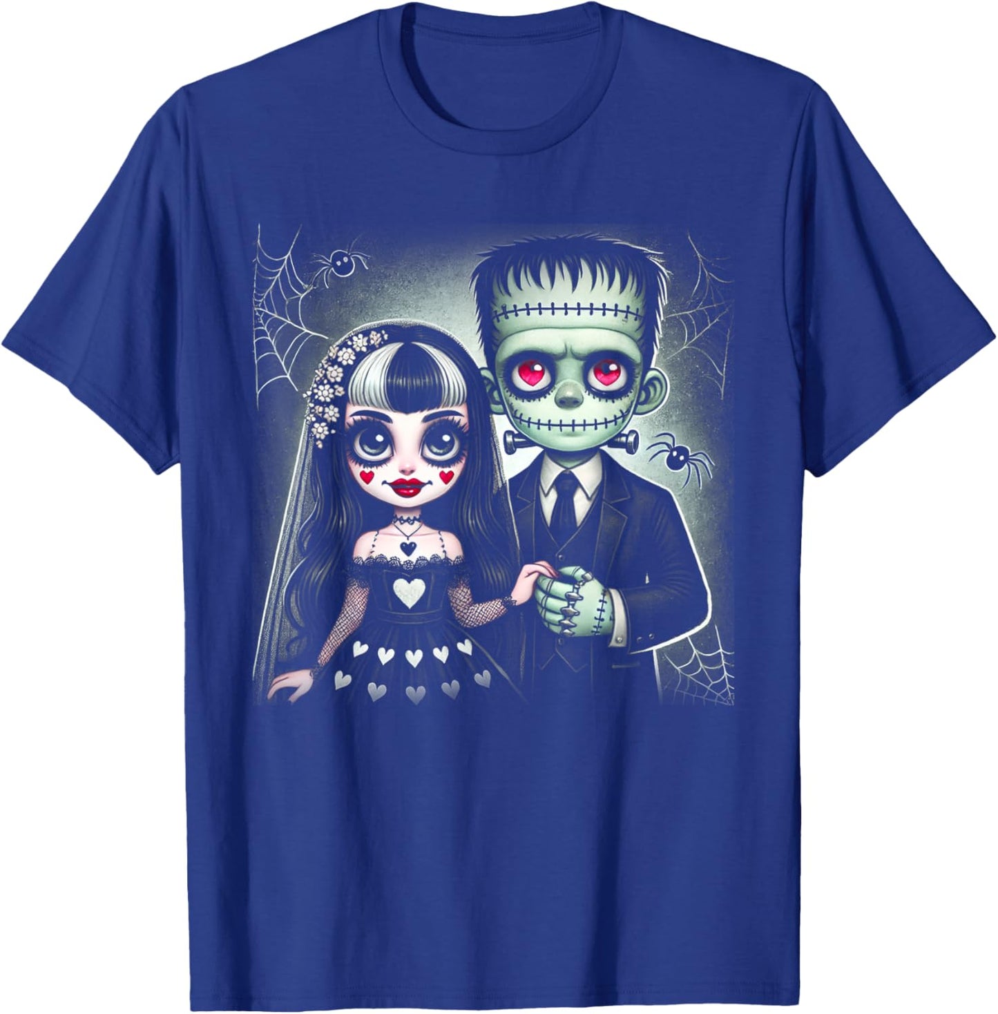 Halloween Lovers Frankenstein Skeleton Women Family T-Shirt - T-Shirt | Royal