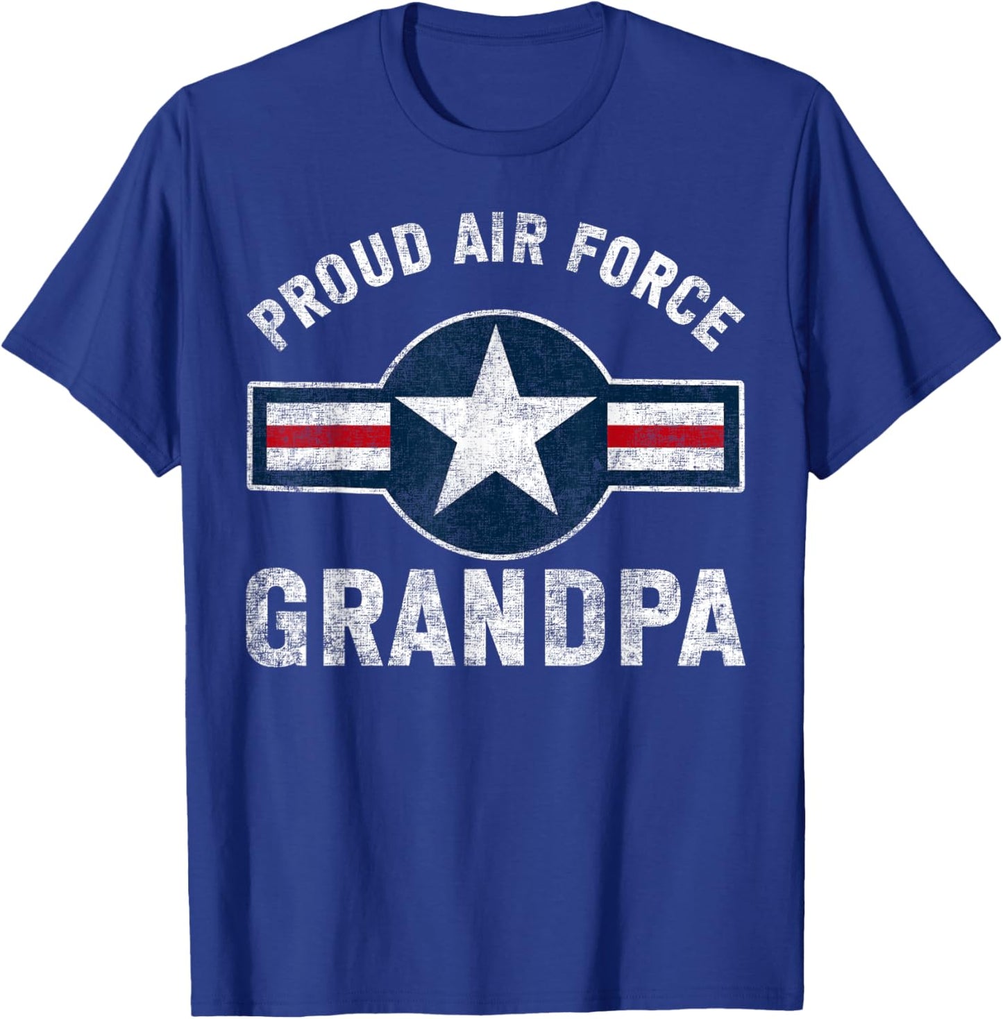 Proud Air Force Grandpa Veteran Airman Pilot Soldier T-Shirt - T-Shirt | Royal