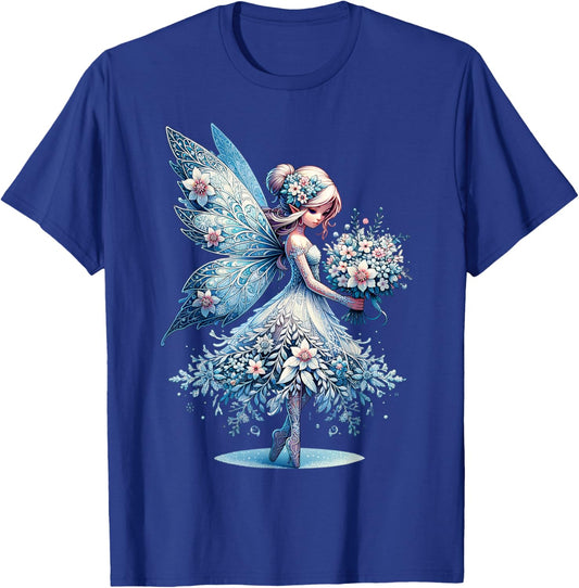 Floral Frost Fairy Blossoms of Winter in a Christmas Wonder T-Shirt - T-Shirt | Royal