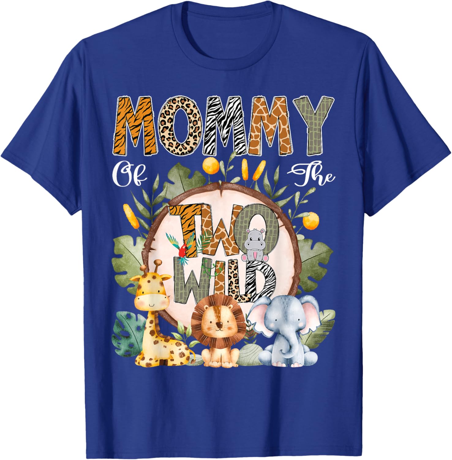 Mommy Of The Two Wild Animal Safari 2Nd Birthday Party T-Shirt - T-Shirt | Royal