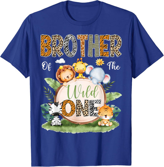 Brother Of The Wild One 1St Birthday Kids Safari Jungle T-Shirt - T-Shirt | Royal