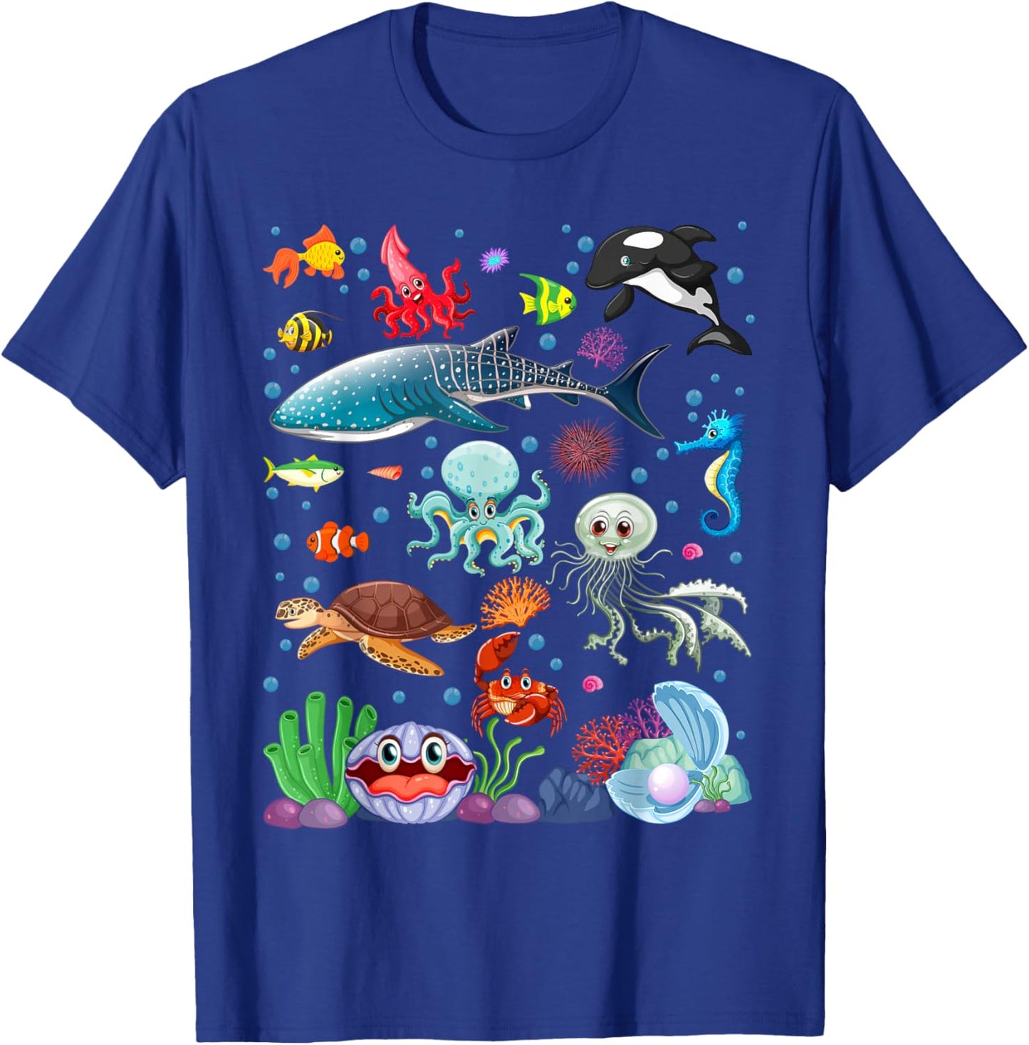 Cute Sea Animals Kids Children Ocean Creatures Clownfish T-Shirt - T-Shirt | Royal