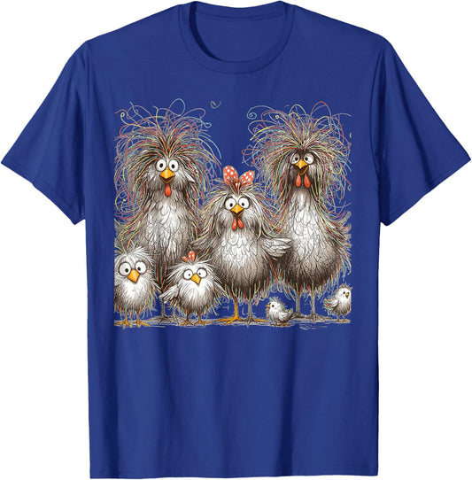 Eagerlys Colorful Funny Chicken Art, Crazy Chicken Family T-Shirt - T-Shirt | Royal