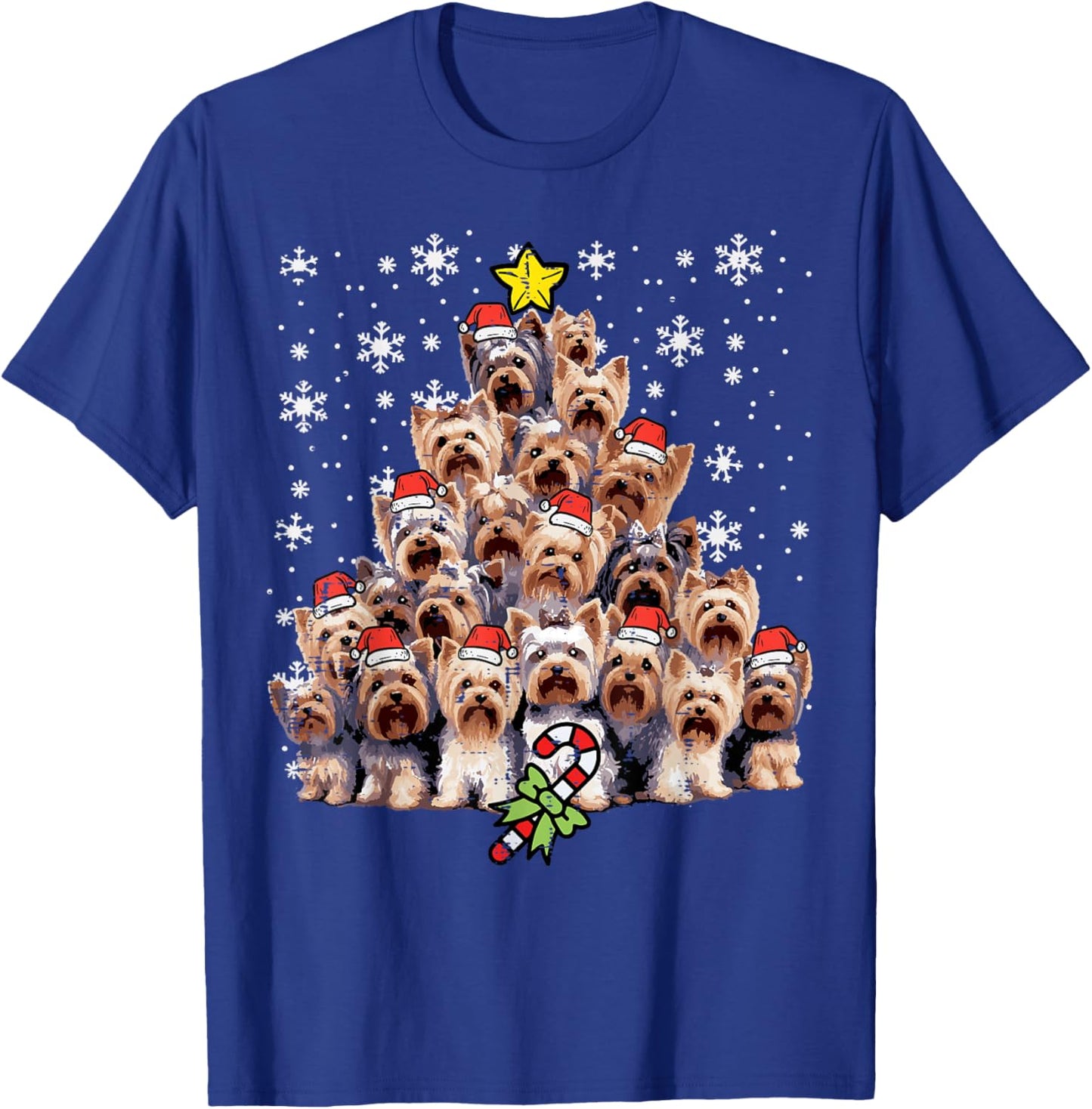 Yorkie Dogs Christmas Tree Xmas Holiday Pet Men Women Kids T-Shirt - T-Shirt | Royal