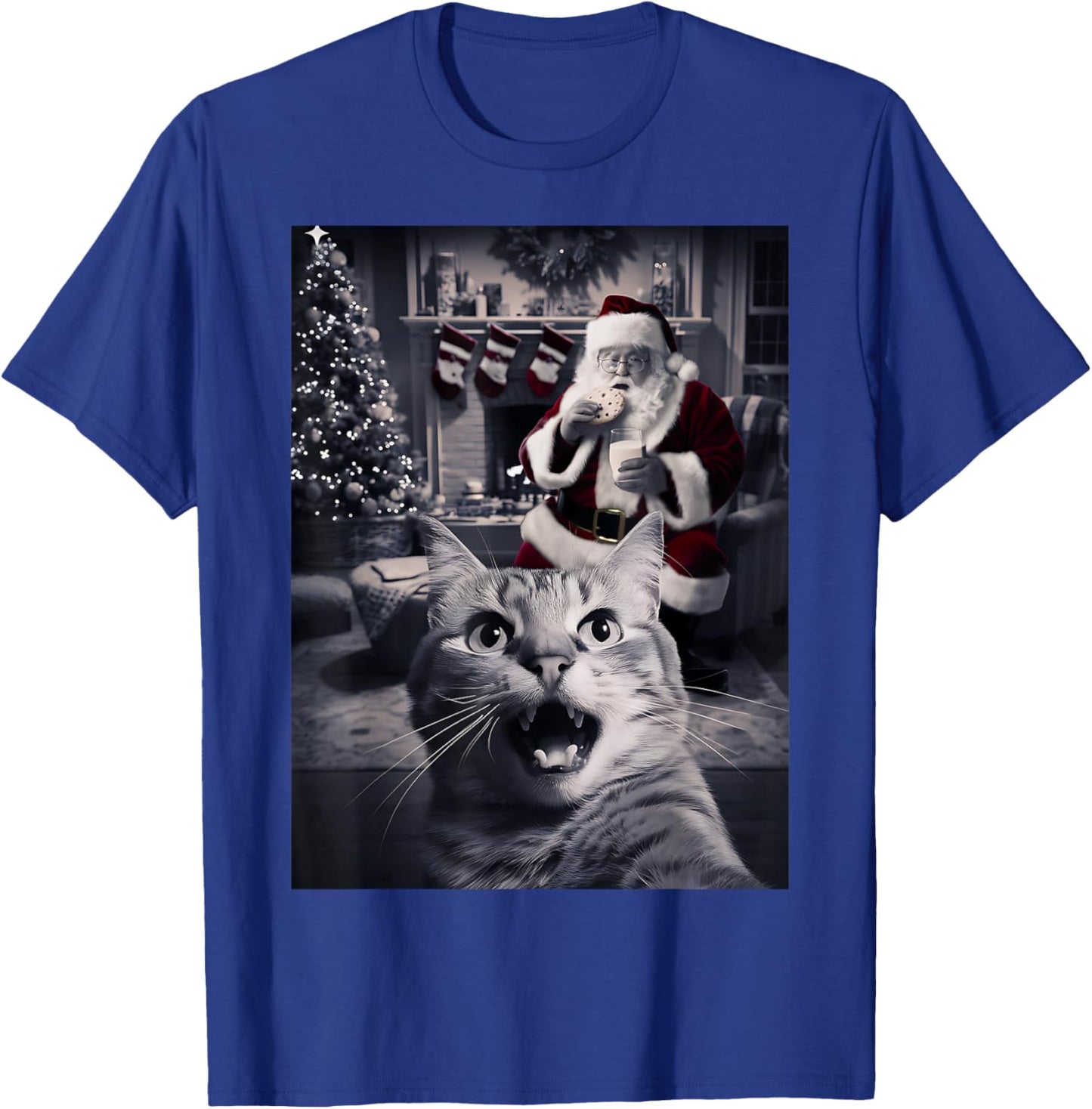 Funny Cat Selfie Santa Christmas T-Shirt - T-Shirt | Royal