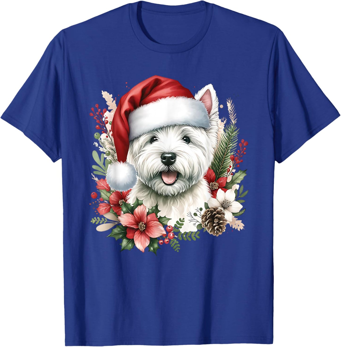 Christmas Westie West Highland Terrier Dog White Watercolor T-Shirt - T-Shirt | Royal