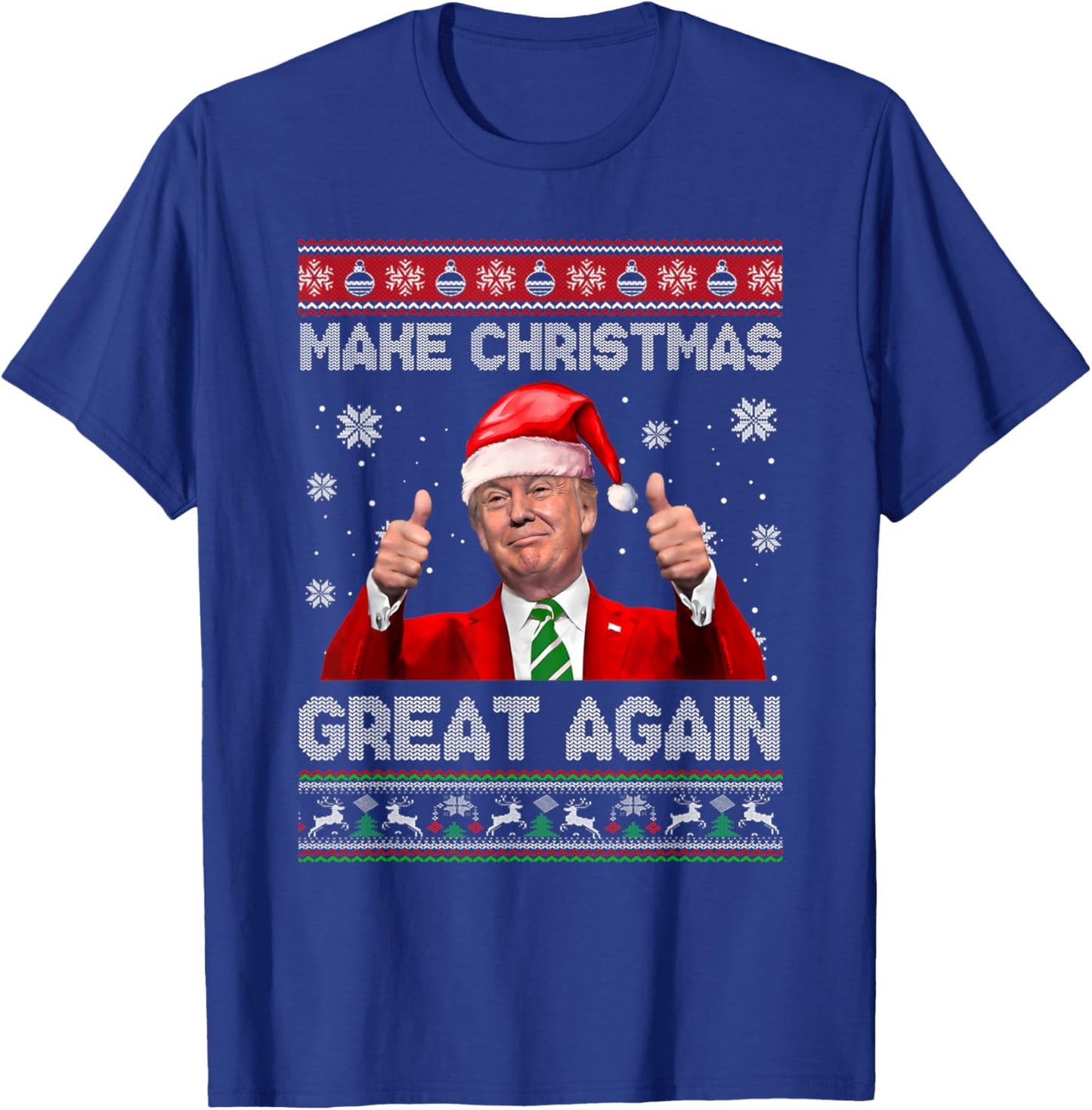 Make Christmas Great Again Xmas Funny Trump Pajamas Ugly T-Shirt - T-Shirt | Royal