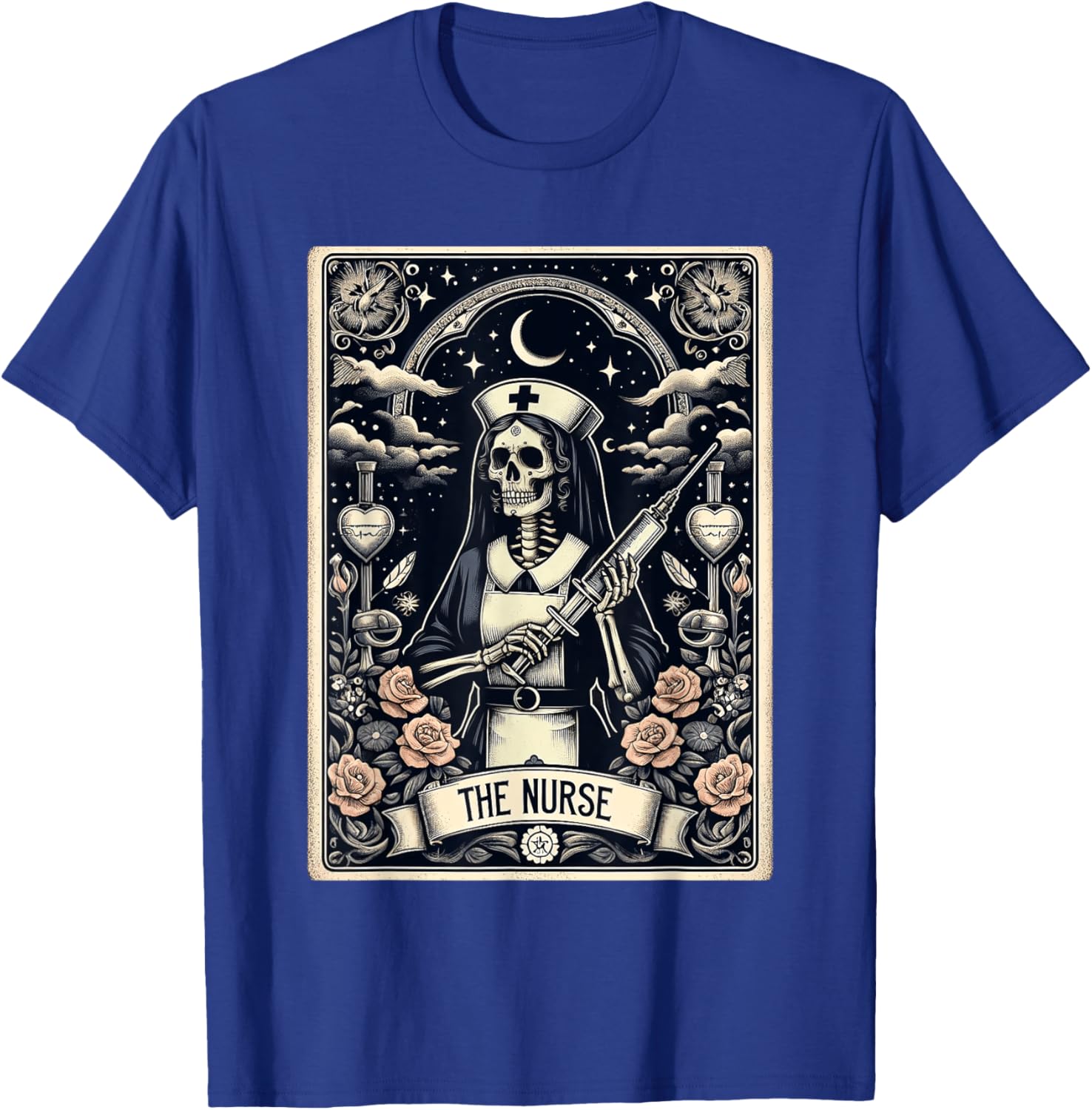 The Nurse Skeleton Tarot Card Funny Halloween Nurse T-Shirt - T-Shirt | Royal
