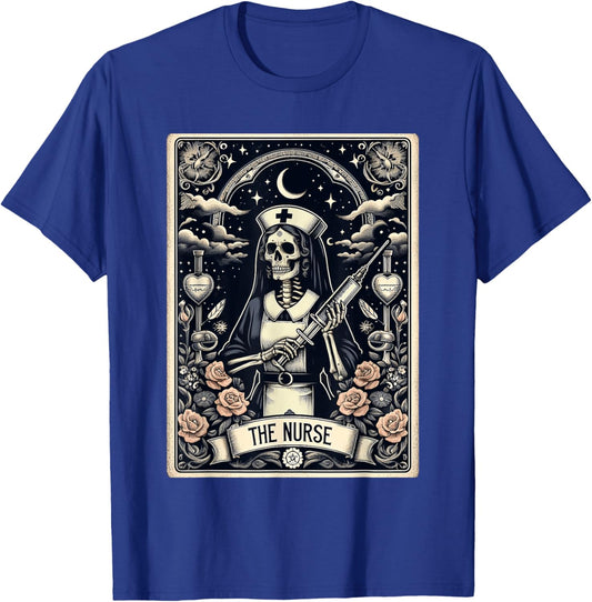 The Nurse Skeleton Tarot Card Funny Halloween Nurse T-Shirt - T-Shirt | Royal