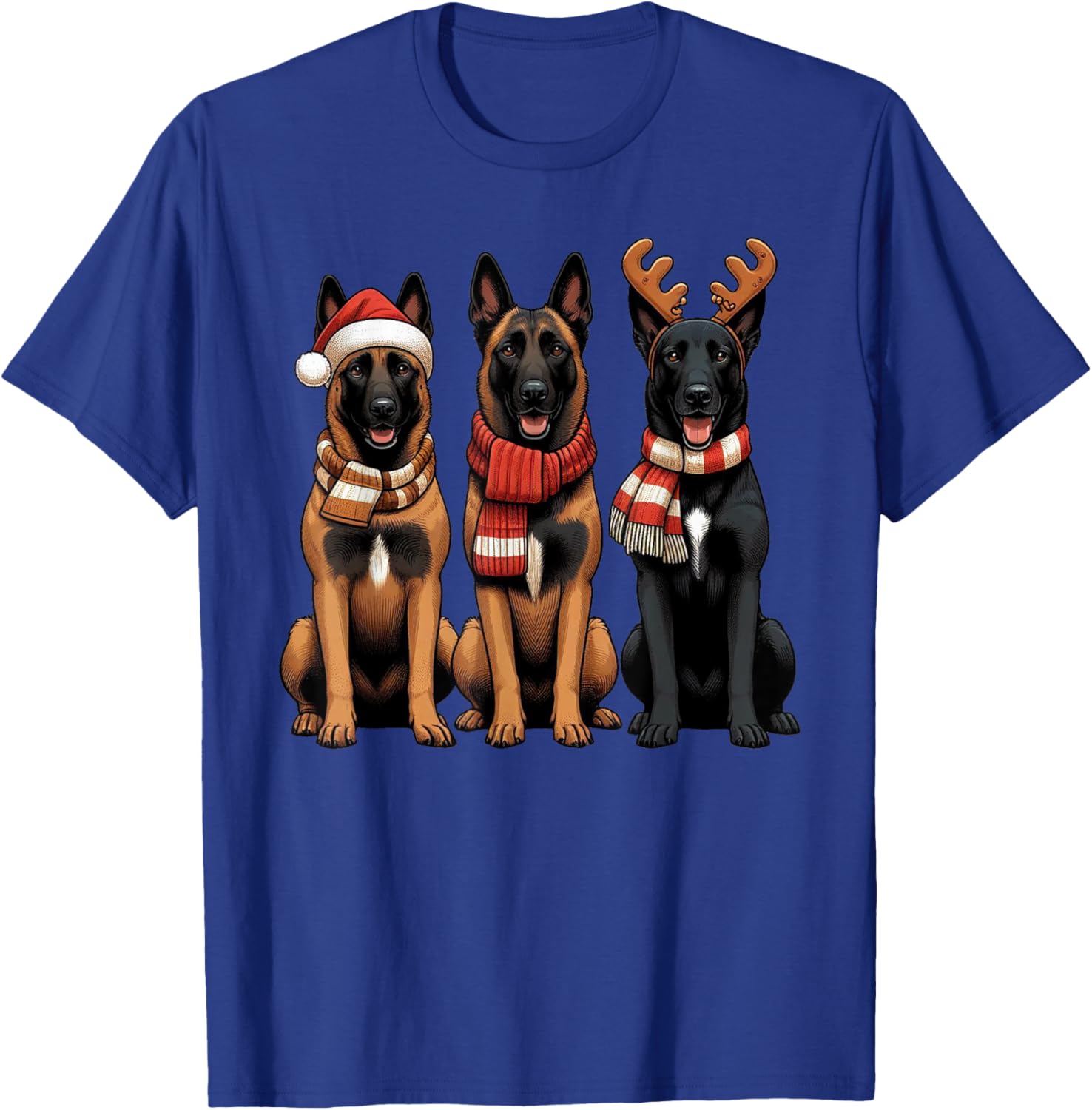 Santa Reindeer Belgian Malinois Christmas Malinois Dog Lover Women T-Shirt - T-Shirt | Royal