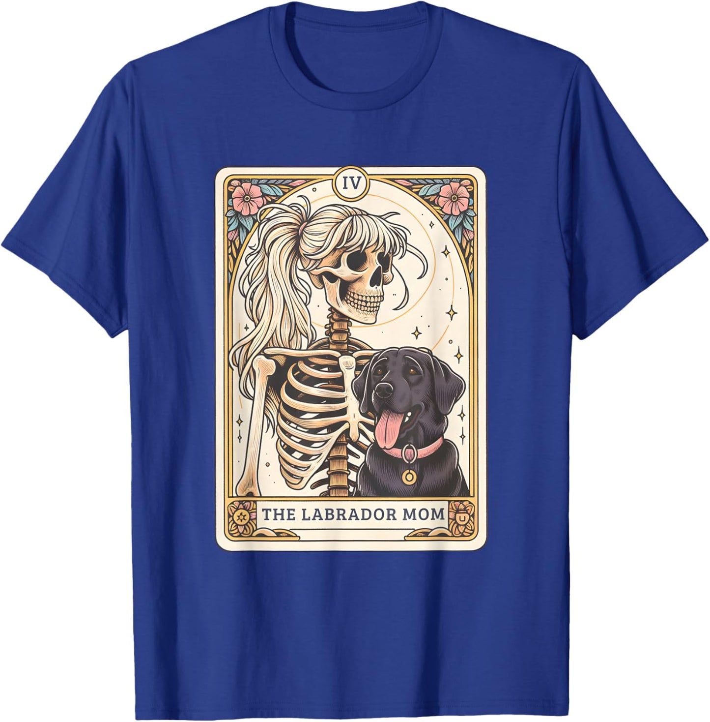 Black Lab Mom Tarot Card, Black Labrador Skeleton Halloween T-Shirt - T-Shirt | Royal