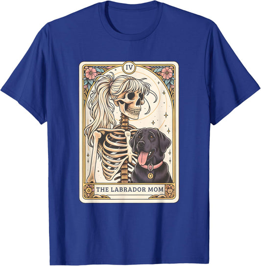Black Lab Mom Tarot Card, Black Labrador Skeleton Halloween T-Shirt - T-Shirt | Royal