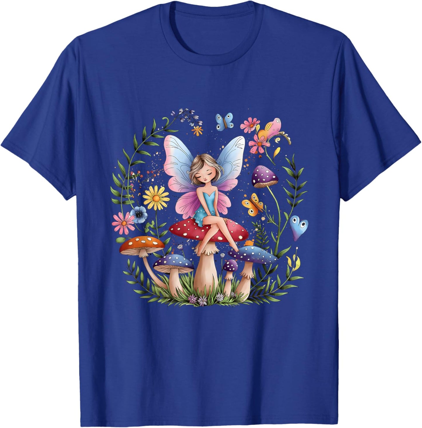 Enchanted Forest Fairy Fantasy Mystical Butterfly Mushroom T-Shirt - T-Shirt | Royal