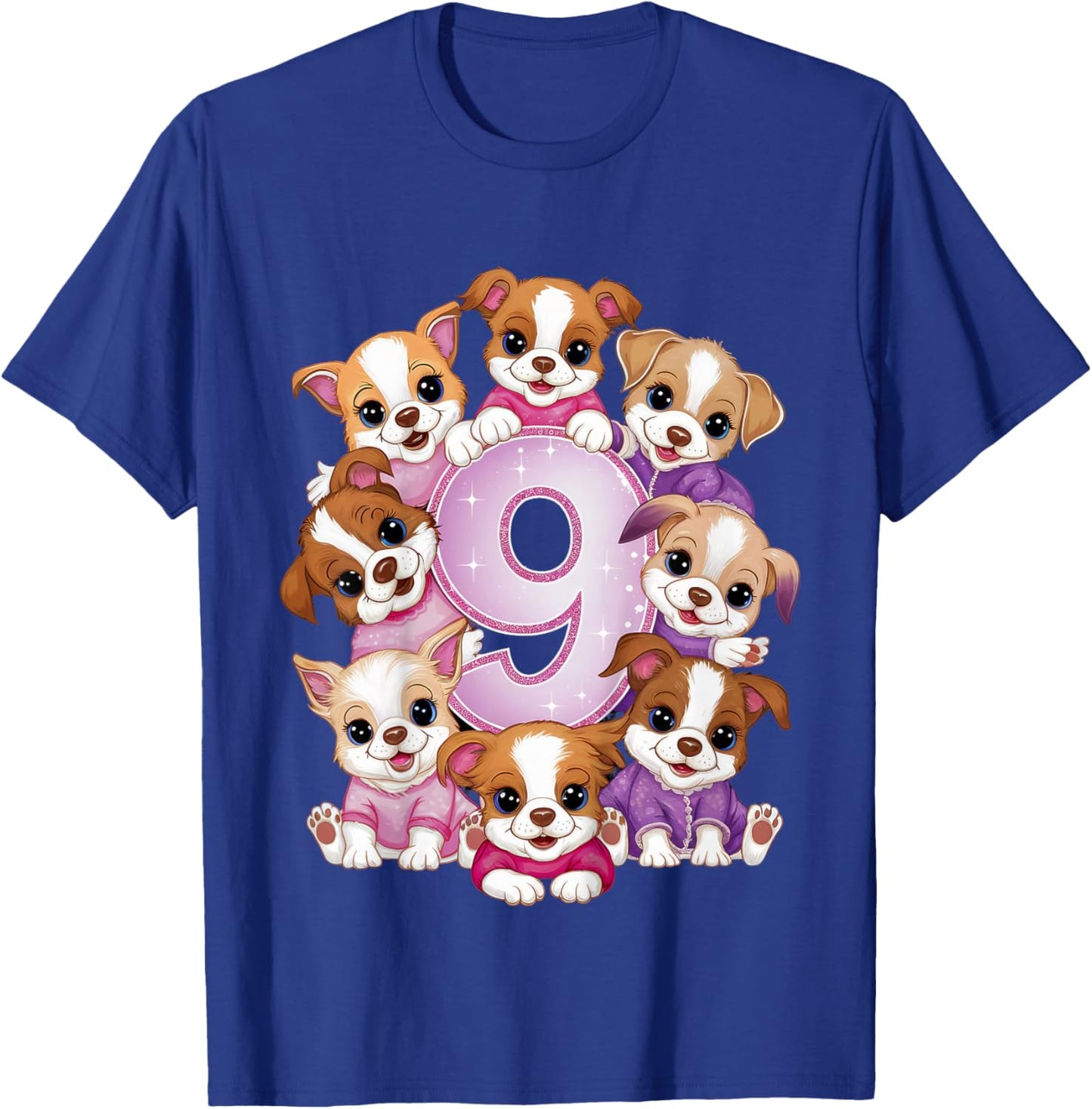9th Birthday Dog Birthday Shirt for Girls 9 Years Puppy T-Shirt - T-Shirt | Royal