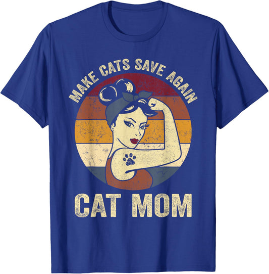Rosie Retro Cat Mom Trump Make Cats Save Again T-Shirt - T-Shirt | Royal