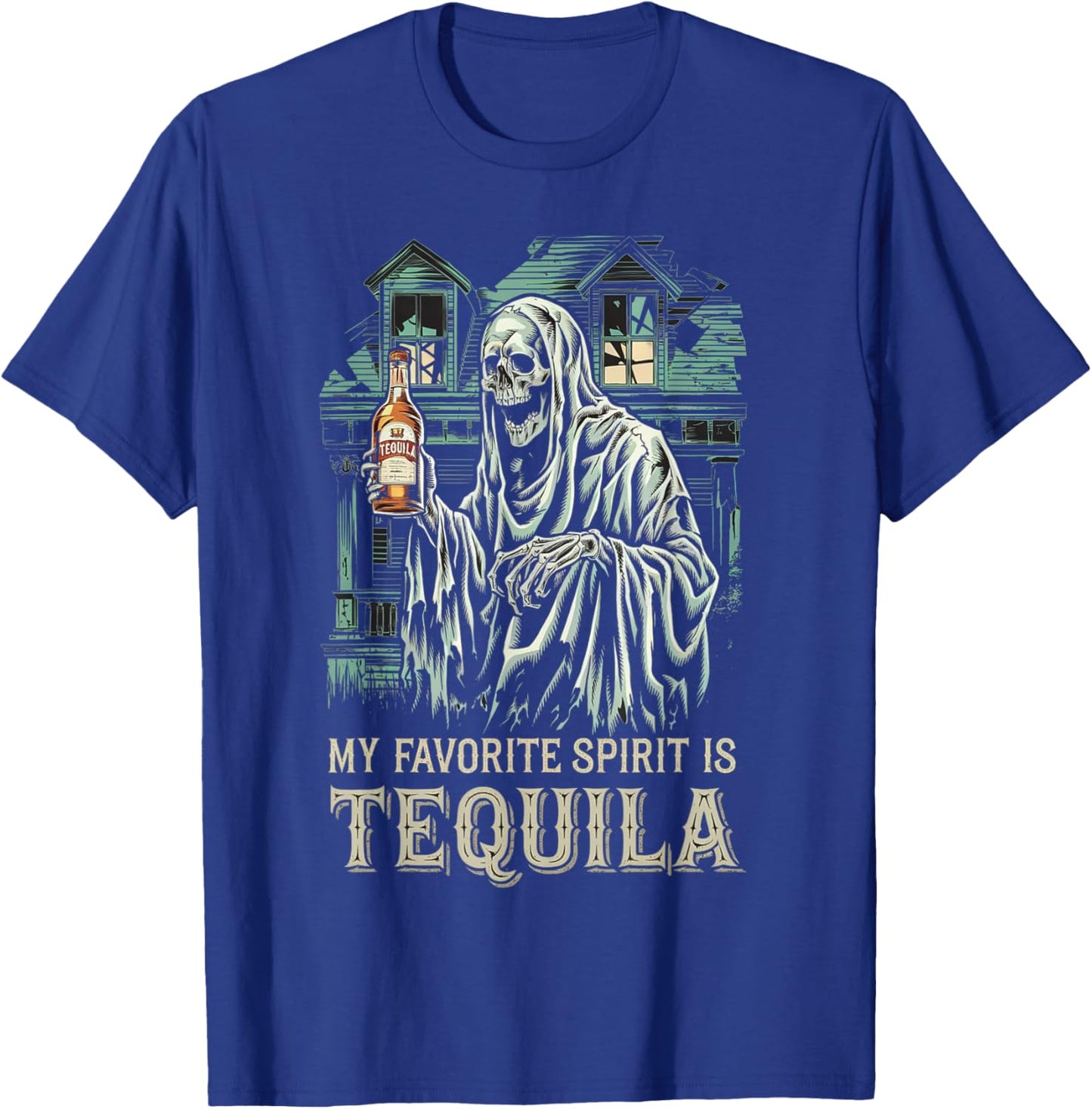 My Favorite Spirit Is Tequila Ghost Halloween Tequila T-Shirt - T-Shirt | Royal