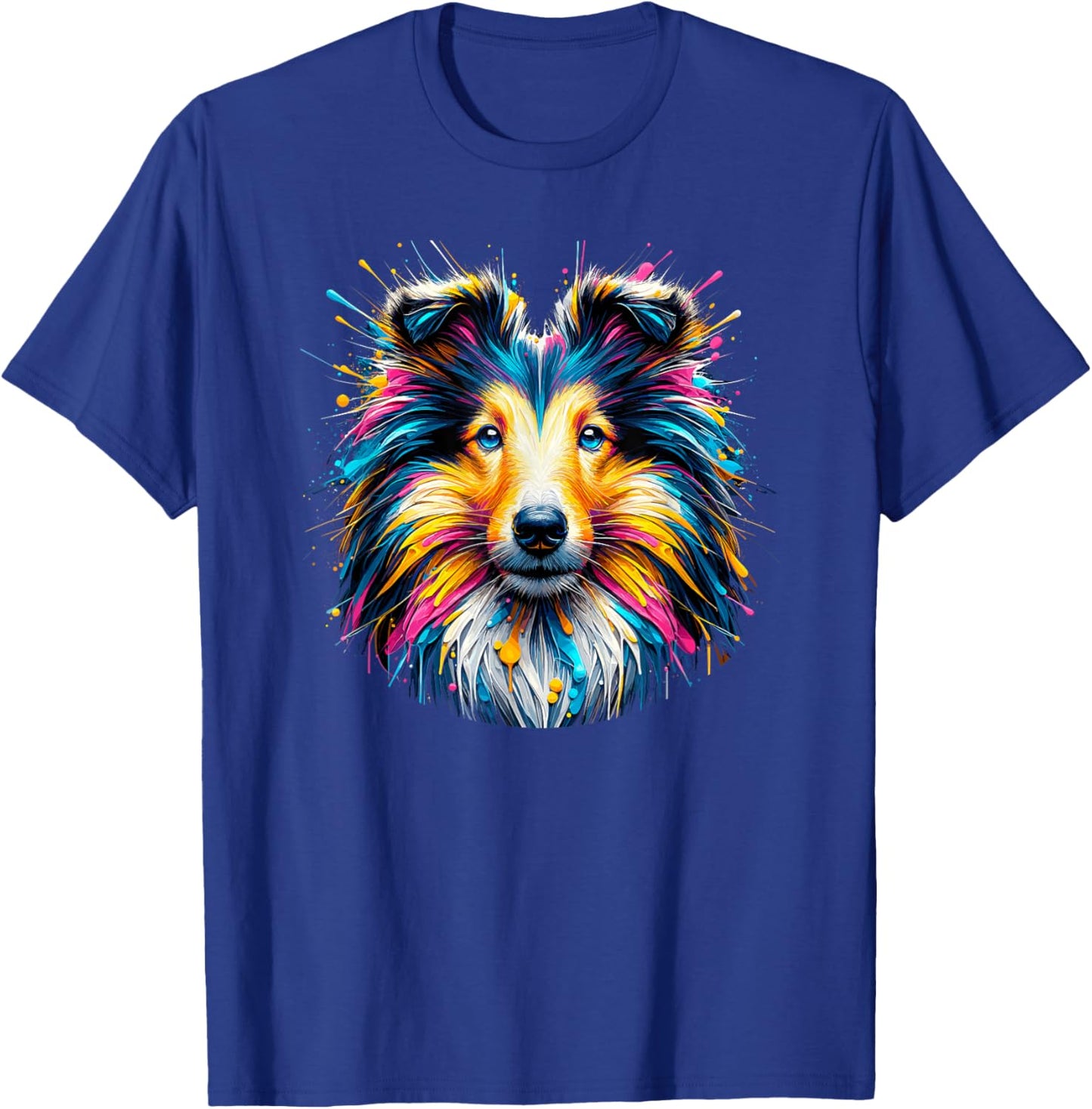 Splash Art Shetland Sheepdog Sheltie Women Girls Kids T-Shirt - T-Shirt | Royal
