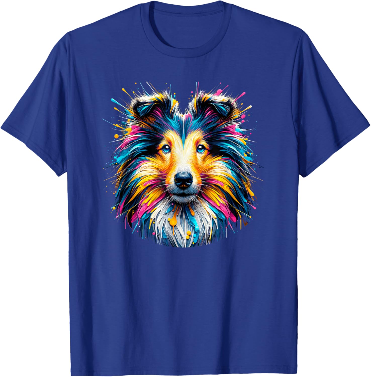 Splash Art Shetland Sheepdog Sheltie Women Girls Kids T-Shirt - T-Shirt | Royal