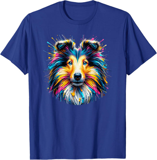 Splash Art Shetland Sheepdog Sheltie Women Girls Kids T-Shirt - T-Shirt | Royal