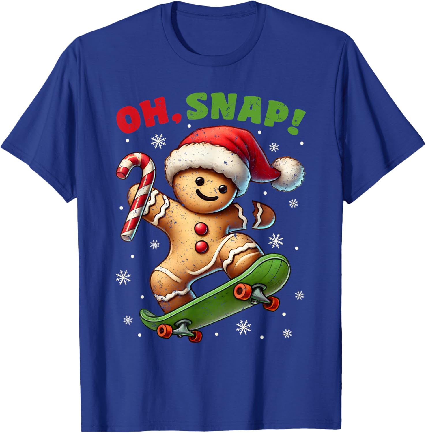Funny Oh Snap Cookie Gingerbread Ginger Skateboard Christmas T-Shirt - T-Shirt | Royal