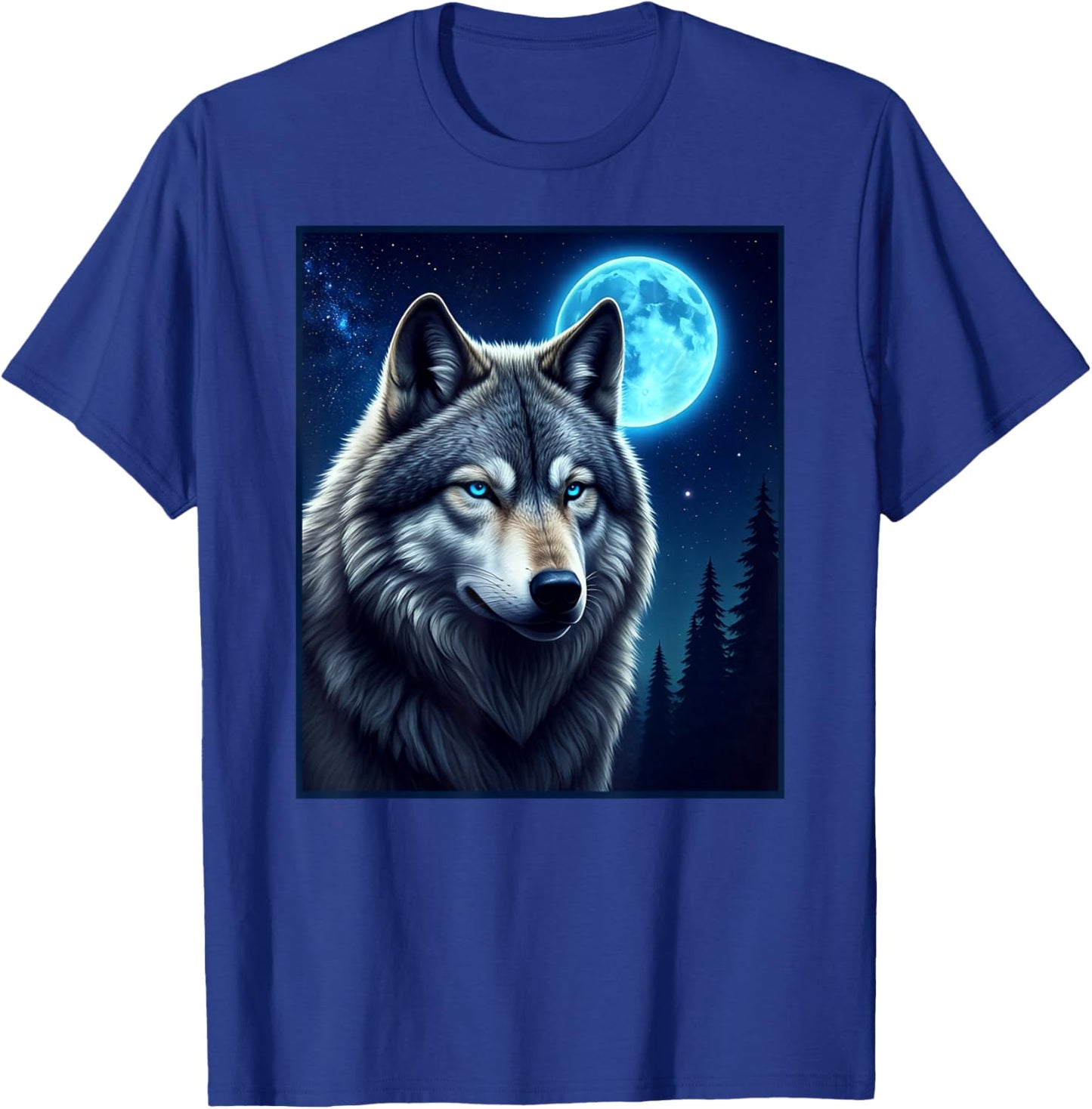 Grey wolf hunting ground icy moon forest t shirt Wolf moon T-Shirt - T-Shirt | Royal