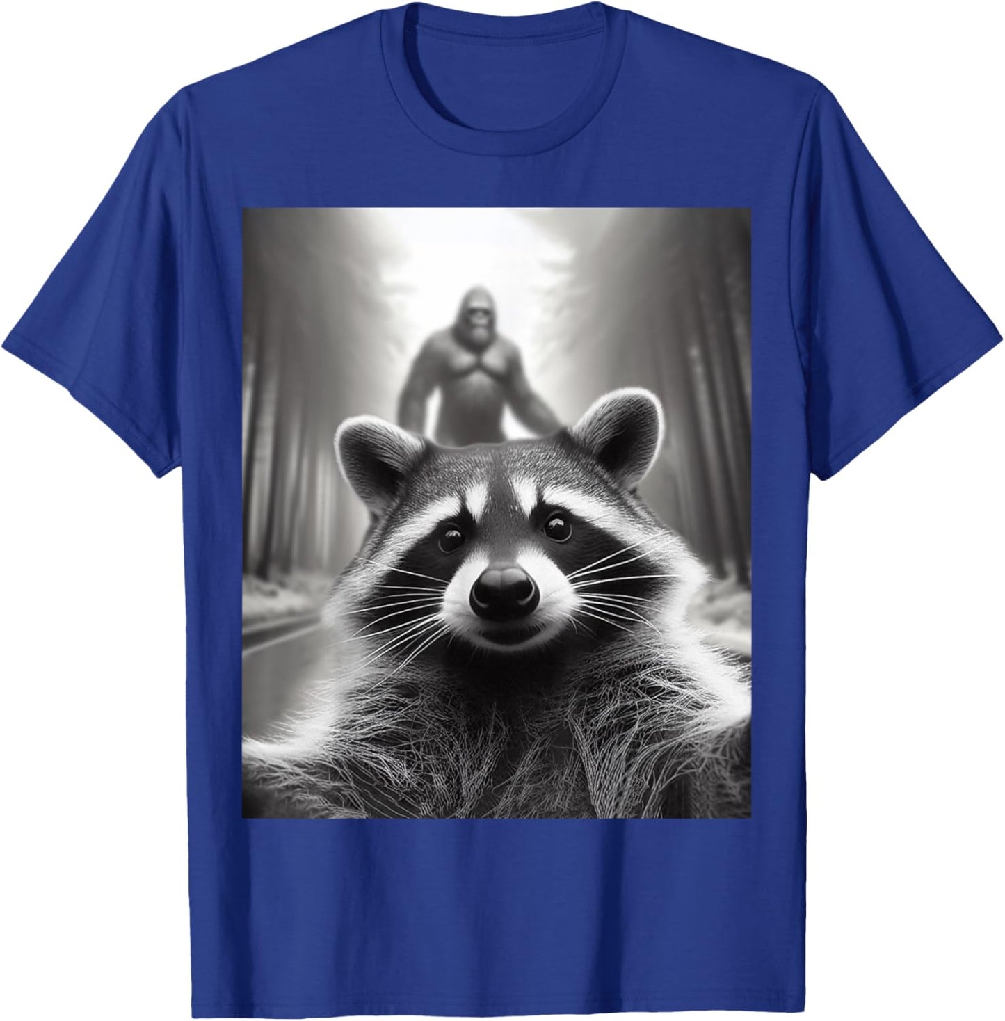 Funny Scared Raccoon Selfie Bigfoot Gift kid T-Shirt - T-Shirt | Royal