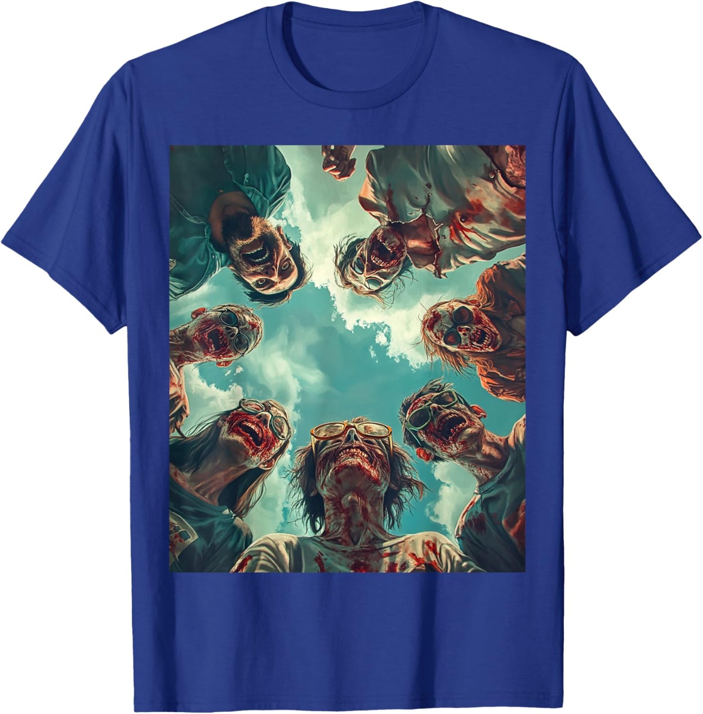 A Funny Halloween Clothing Zombies Taking a Selfie On T-Shirt - T-Shirt | Royal
