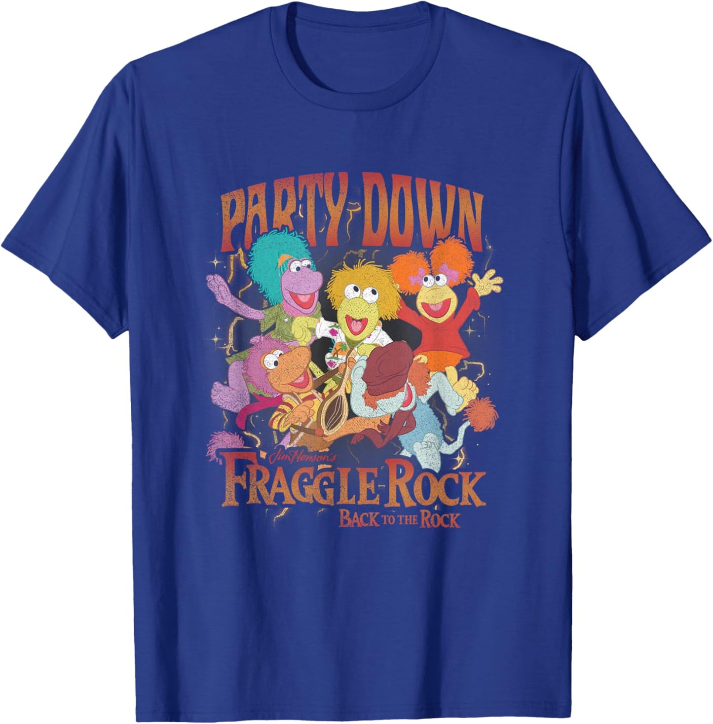 Fraggle Rock Party Down Back to The Rock Vintage Big Poster T-Shirt - T-Shirt | Royal