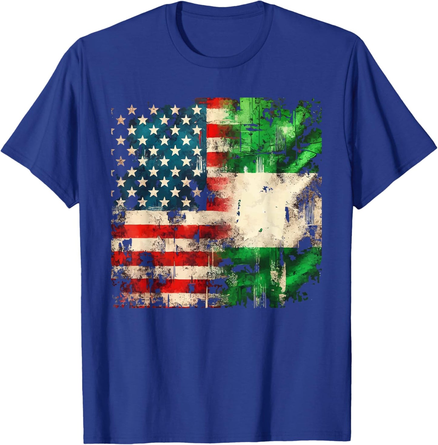 Half Nigerian Half American USA Flag Nigeria America T-Shirt - T-Shirt | Royal