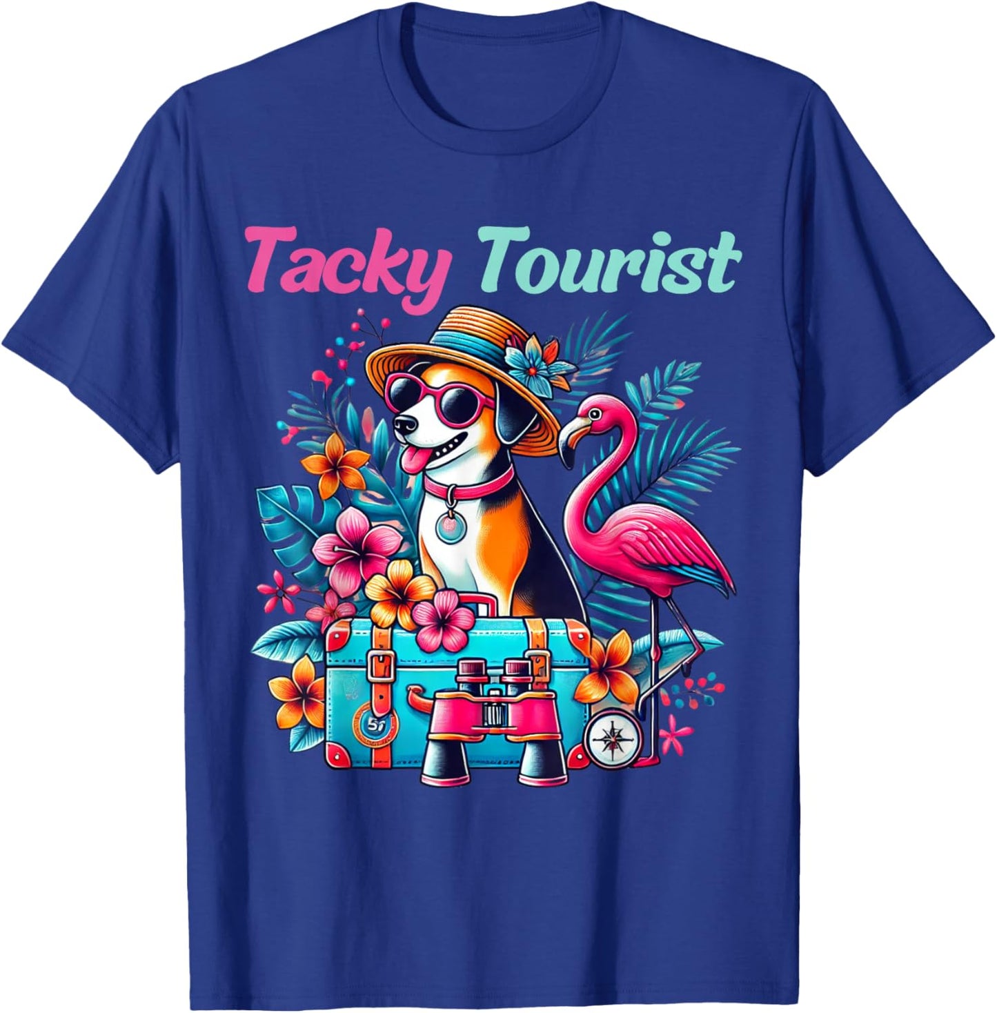 Vacation Tourist Apparel & Vintage Hawaiian Wear -Adult Tacky Tourist Outfit Wacky Cruise Costume Idea Black Cartoon Hawaiian Small Regular Fit Short Sleeve T-Shirt - T-Shirt | Royal