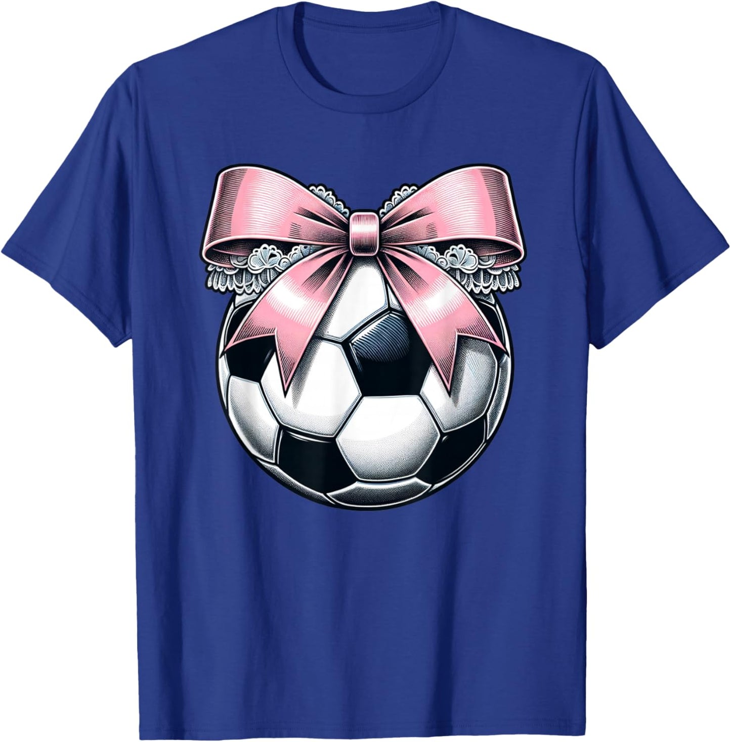 Soccer Coquette Bow Cute Soccer Graphic Girls T-Shirt - T-Shirt | Royal