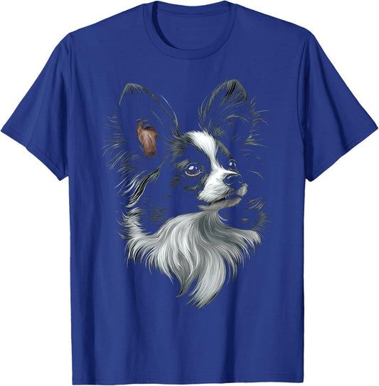 Papillon Dog Motif Pet Art Papillon T-Shirt - T-Shirt | Royal